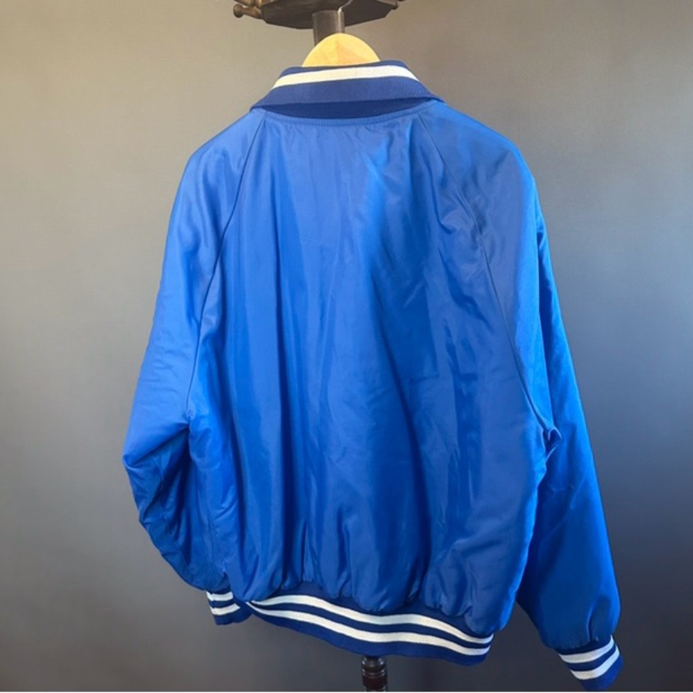 Vintage 90s Wyoming 36 Holloway Blue and White Varsity Bomber Jacket Men's - Picture 10 of 14